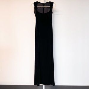 Vintage Long Black Velvet Dress with Scarf